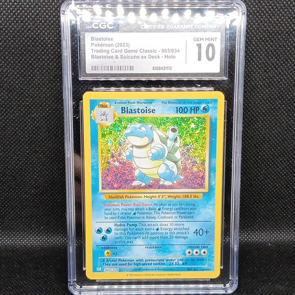 Pokemon Other - Blastoise Pokemon 003/034 Blastoise & Suicune Ex Deck Holo CGC Gem Mint 10